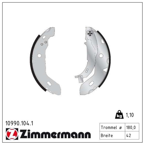 ZIMMERMANN Bremsebakkesæt 109901041 bagaksel for MERCEDES-BENZ