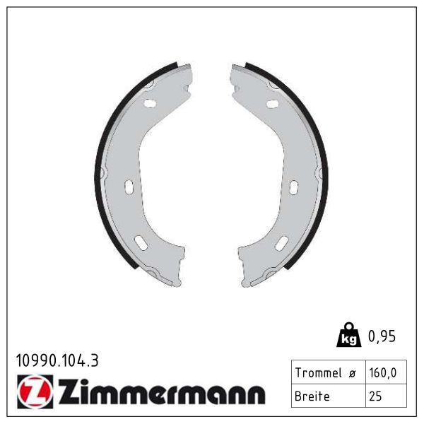 ZIMMERMANN Bremsebakkesæt, parkeringsbremse 109901043 bagaksel for MERCEDES-BENZ
