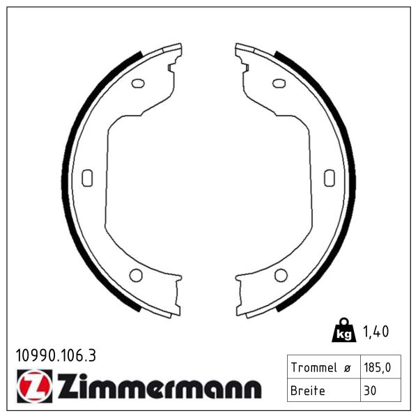ZIMMERMANN Bremsebakkesæt, parkeringsbremse 109901063 bagaksel for BMW VAG