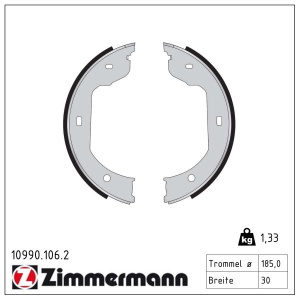 ZIMMERMANN Bremsebakkesæt, parkeringsbremse 109901062 bagaksel for BMW VAG