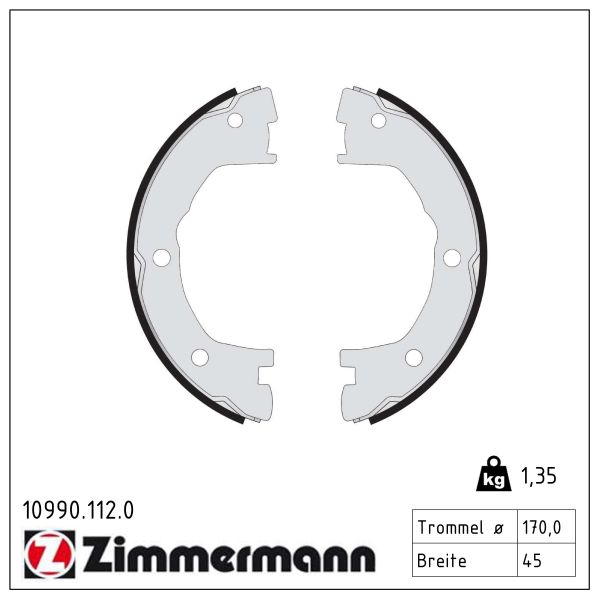 ZIMMERMANN Bremsebakkesæt, parkeringsbremse 109901120 bagaksel for IVECO RENAULT TRUCKS
