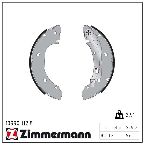 ZIMMERMANN Bremsebakkesæt 109901128 bagaksel for FIAT CITROËN/PEUGEOT
