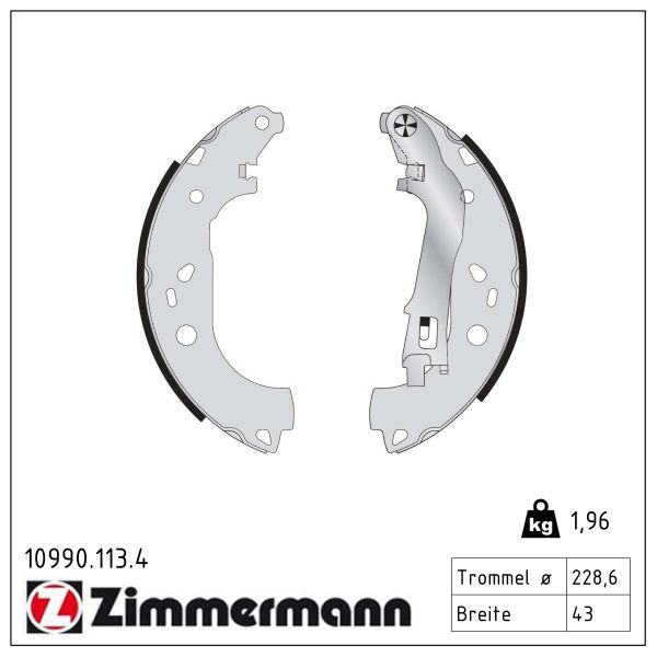 ZIMMERMANN Bremsebakkesæt 109901134 bagaksel for OPEL FIAT GENERAL MOTORS
