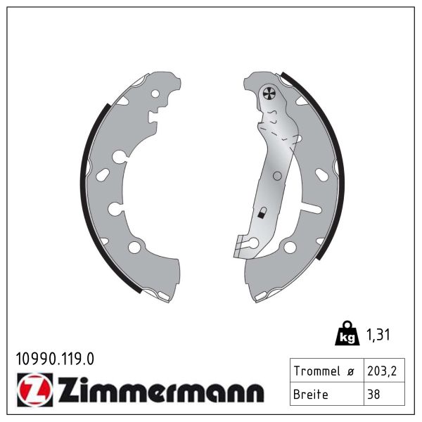 ZIMMERMANN Bremsebakkesæt 109901190 bagaksel for FORD MAZDA