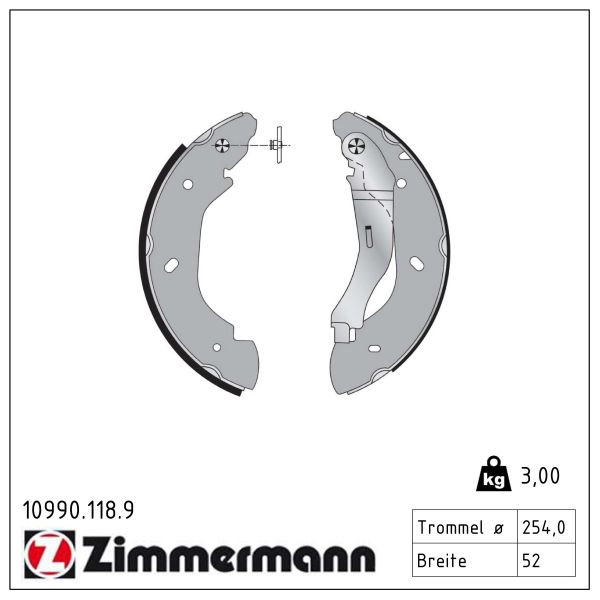 ZIMMERMANN Bremsebakkesæt 109901189 bagaksel for FORD