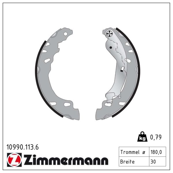 ZIMMERMANN Bremsebakkesæt 109901136 bagaksel for FORD FIAT