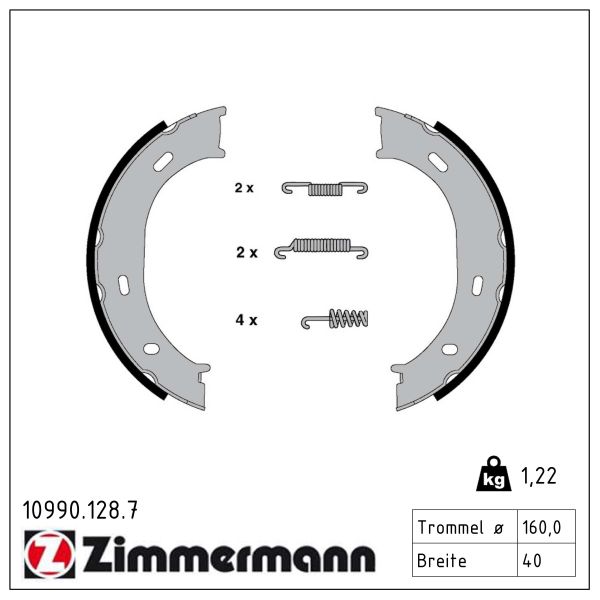 ZIMMERMANN Bremsebakkesæt, parkeringsbremse 109901287 bagaksel for MERCEDES-BENZ VAG