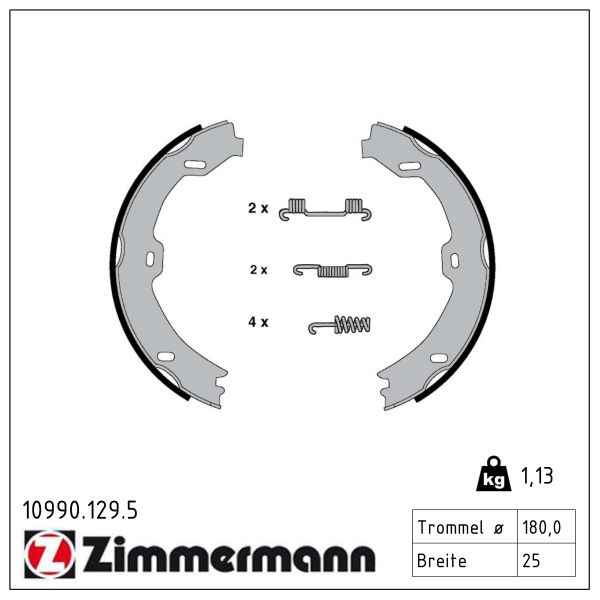 ZIMMERMANN Bremsebakkesæt, parkeringsbremse 109901295 bagaksel for MERCEDES-BENZ
