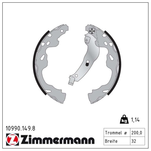 ZIMMERMANN Bremsebakkesæt 109901498 bagaksel for OPEL GENERAL MOTORS SUZUKI TOYOTA CITROËN/PEUGEOT