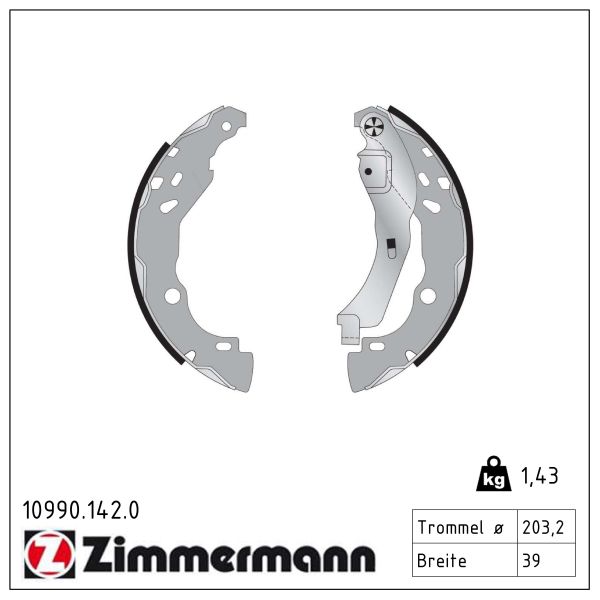 ZIMMERMANN Bremsebakkesæt 109901420 bagaksel for CITROËN/PEUGEOT NISSAN RENAULT DACIA