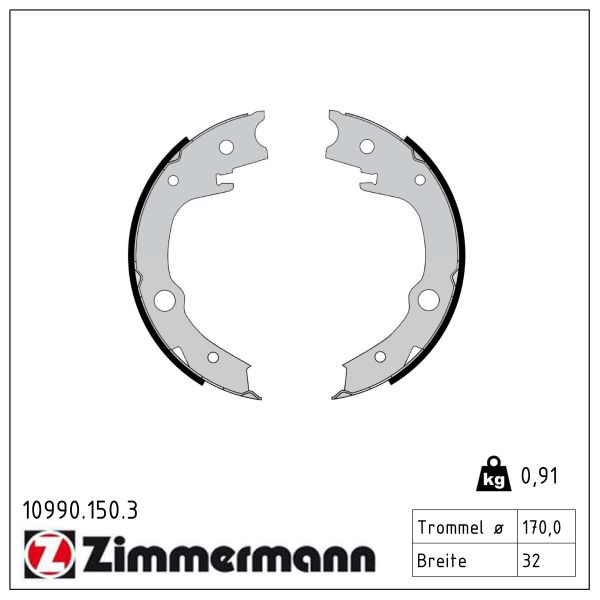 ZIMMERMANN Bremsebakkesæt, parkeringsbremse 109901503 bagaksel for TOYOTA