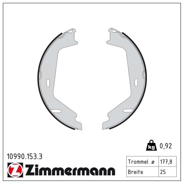 ZIMMERMANN Bremsebakkesæt, parkeringsbremse 109901533 bagaksel for VOLVO