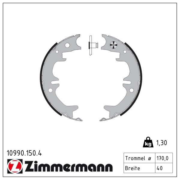 ZIMMERMANN Bremsebakkesæt, parkeringsbremse 109901504 bagaksel for TOYOTA