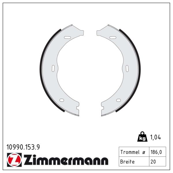 ZIMMERMANN Bremsebakkesæt, parkeringsbremse 109901539 bagaksel for MERCEDES-BENZ