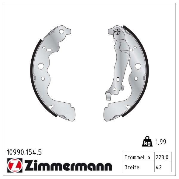 ZIMMERMANN Bremsebakkesæt 109901545 bagaksel for MERCEDES-BENZ RENAULT