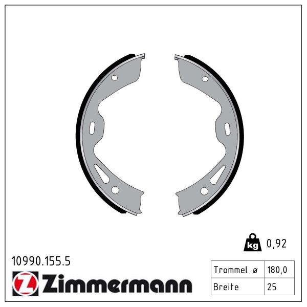 ZIMMERMANN Bremsebakkesæt, parkeringsbremse 109901555 bagaksel for PORSCHE
