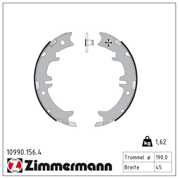 ZIMMERMANN Bremsebakkesæt, parkeringsbremse 109901564 bagaksel for TOYOTA