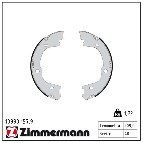 ZIMMERMANN Bremsebakkesæt, parkeringsbremse 109901579 bagaksel for HYUNDAI