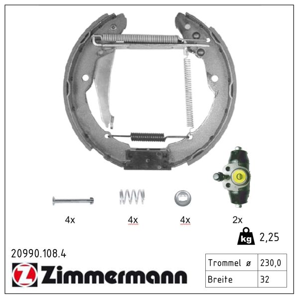 ZIMMERMANN Bremsebakkesæt 209901084 bagaksel for SKODA