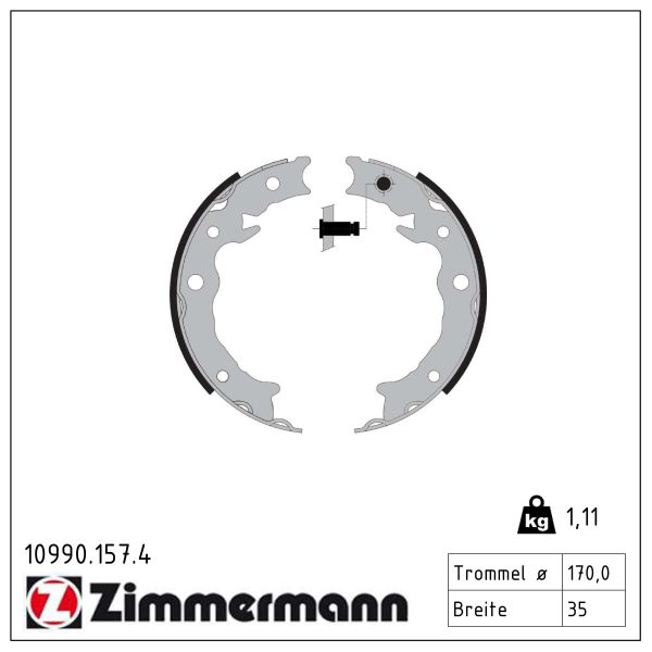 ZIMMERMANN Bremsebakkesæt, parkeringsbremse 109901574 bagaksel for SUBARU
