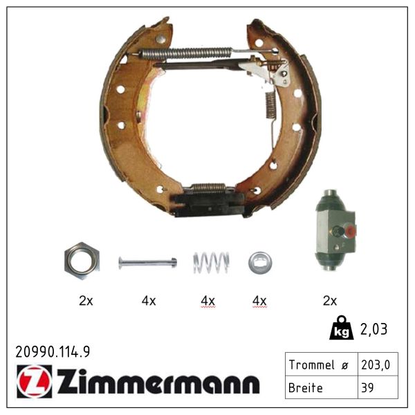 ZIMMERMANN Bremsebakkesæt 209901149 bagaksel for CITROËN/PEUGEOT RENAULT DACIA