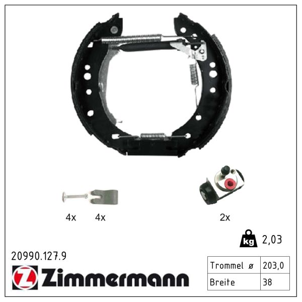 ZIMMERMANN Bremsebakkesæt 209901279 bagaksel for MITSUBISHI SMART