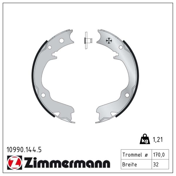 ZIMMERMANN Bremsebakkesæt, parkeringsbremse 109901445 bagaksel for SUBARU