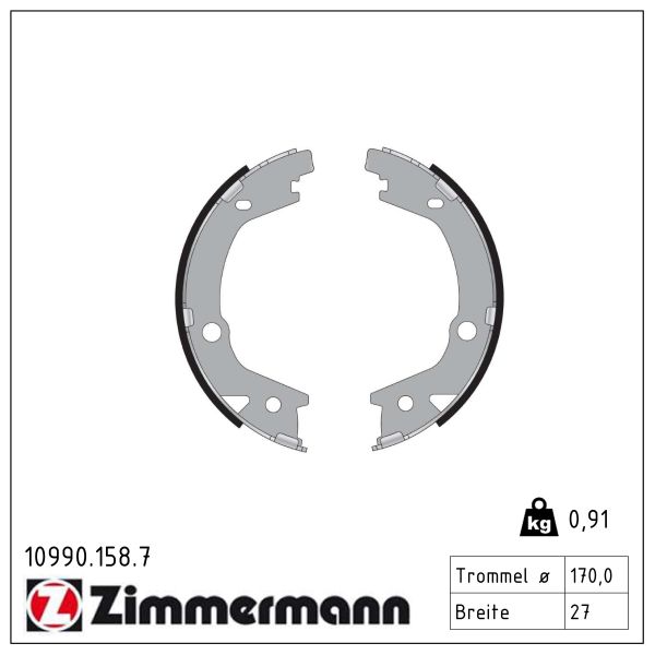 ZIMMERMANN Bremsebakkesæt, parkeringsbremse 109901587 bagaksel for HYUNDAI KIA
