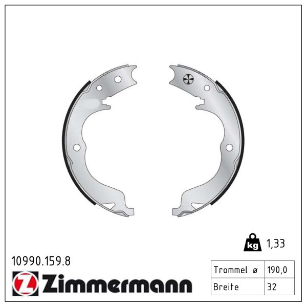 ZIMMERMANN Bremsebakkesæt, parkeringsbremse 109901598 bagaksel for MITSUBISHI SUBARU CITROËN/PEUGEOT