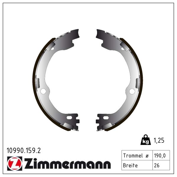 ZIMMERMANN Bremsebakkesæt, parkeringsbremse 109901592 bagaksel for KIA
