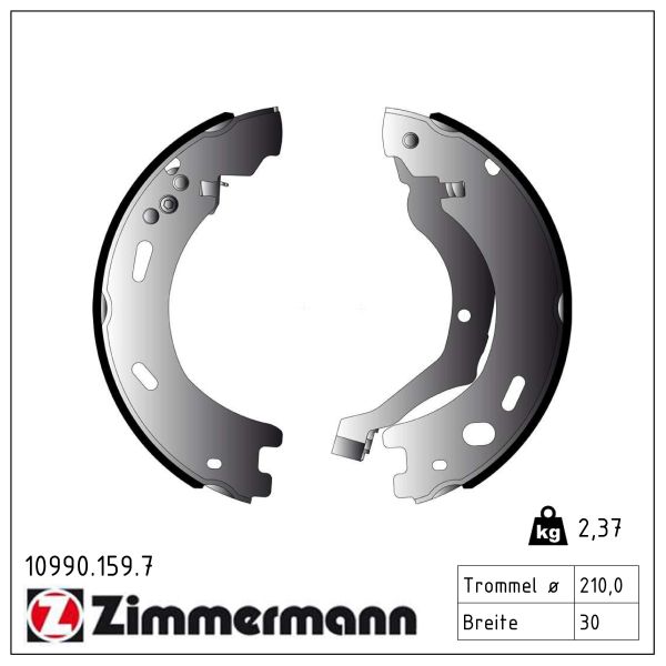 ZIMMERMANN Bremsebakkesæt, parkeringsbremse 109901597 bagaksel for LAND ROVER