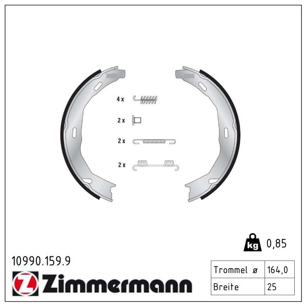 ZIMMERMANN Bremsebakkesæt, parkeringsbremse 109901599 bagaksel for MERCEDES-BENZ