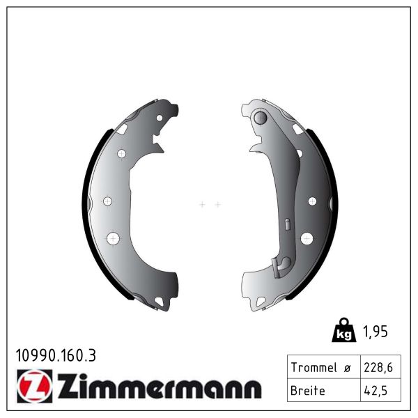 ZIMMERMANN Bremsebakkesæt 109901603 bagaksel for FORD
