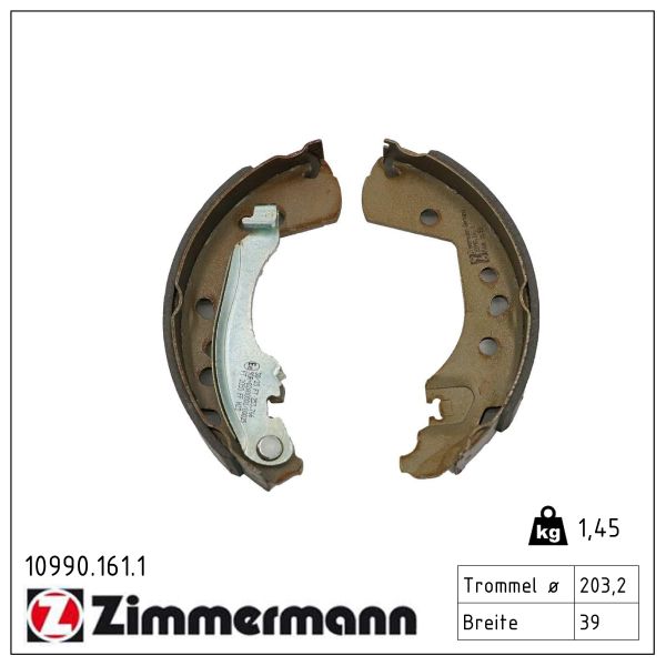 ZIMMERMANN Bremsebakkesæt 109901611 bagaksel for FIAT