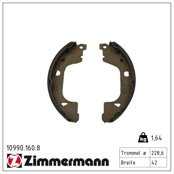 ZIMMERMANN Bremsebakkesæt, parkeringsbremse 10990.160.8 bagaksel for MITSUBISHI RENAULT