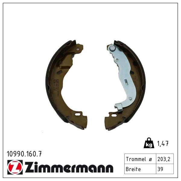 ZIMMERMANN Bremsebakkesæt, parkeringsbremse 109901607 bagaksel for MITSUBISHI RENAULT