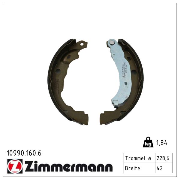 ZIMMERMANN Bremsebakkesæt, parkeringsbremse 109901606 bagaksel for MERCEDES-BENZ MITSUBISHI NISSAN RENAULT