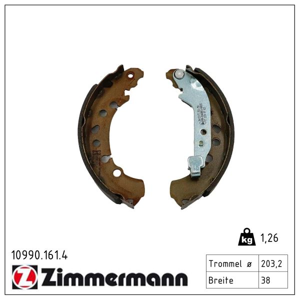 ZIMMERMANN Bremsebakkesæt 109901614 bagaksel for TOYOTA