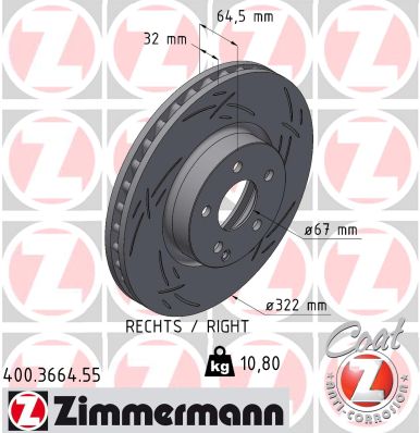ZIMMERMANN Bremseskive 400366455 højre foraksel lukket 322mm 32mm for MERCEDES-BENZ (BBDC) MERCEDES-BENZ