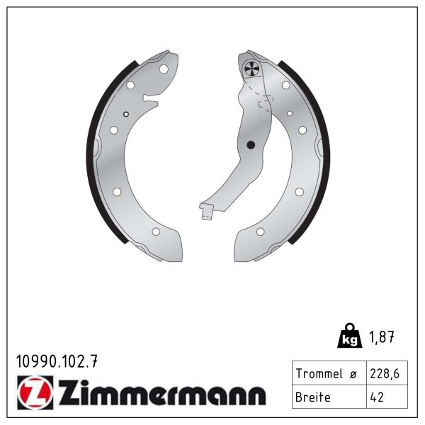 ZIMMERMANN Bremsebakkesæt 109901027 bagaksel for BMW