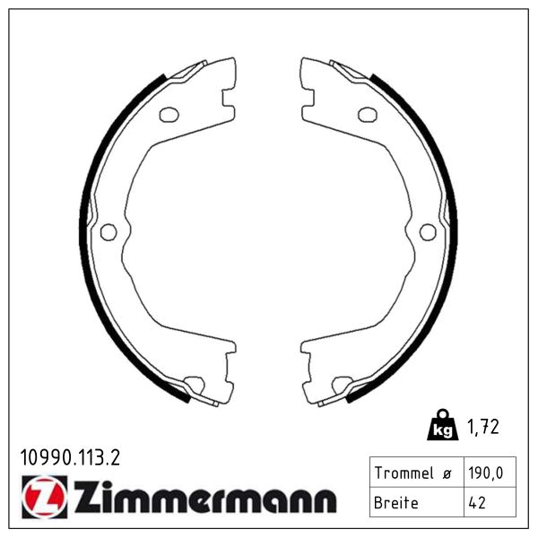 ZIMMERMANN Bremsebakkesæt, parkeringsbremse 109901132 bagaksel for IVECO
