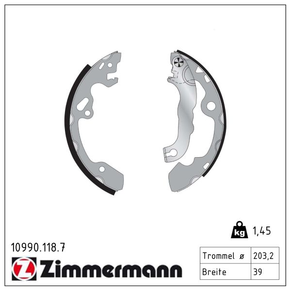 ZIMMERMANN Bremsebakkesæt 109901187 bagaksel for FORD
