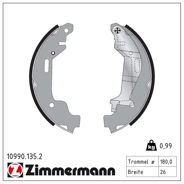 ZIMMERMANN Bremsebakkesæt 109901352 bagaksel for OPEL VAUXHALL