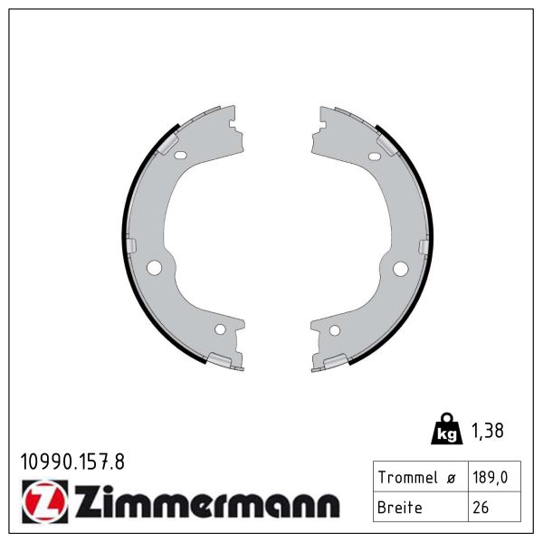 ZIMMERMANN Bremsebakkesæt, parkeringsbremse 109901578 bagaksel for HYUNDAI