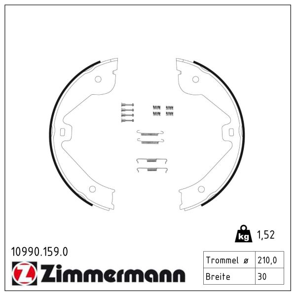 ZIMMERMANN Bremsebakkesæt, parkeringsbremse 109901590 bagaksel for MERCEDES-BENZ PORSCHE VAG LAND ROVER