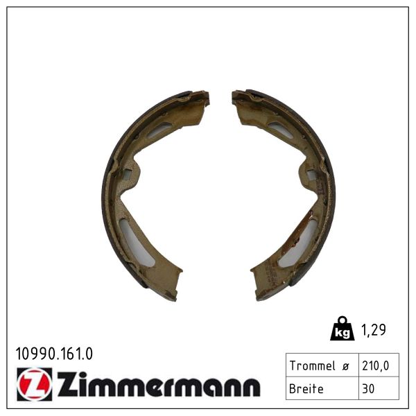 ZIMMERMANN Bremsebakkesæt, parkeringsbremse 109901610 bagaksel for PORSCHE AUDI