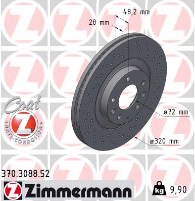 ZIMMERMANN Bremseskive 370308852 foraksel perforeret 320mm 28mm for MAZDA FORD USA